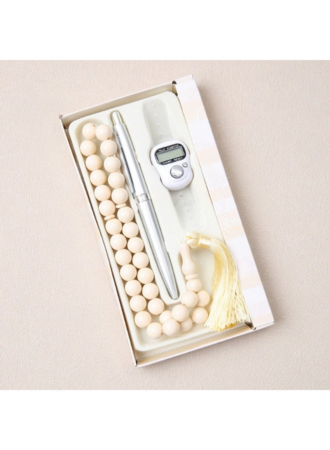 Muslim Rosary Beads 33 Beads, Rosary, Counter, Pen , Three-Piece Set, Used For Prayer And Praise, Men And Women Holding Bracelets